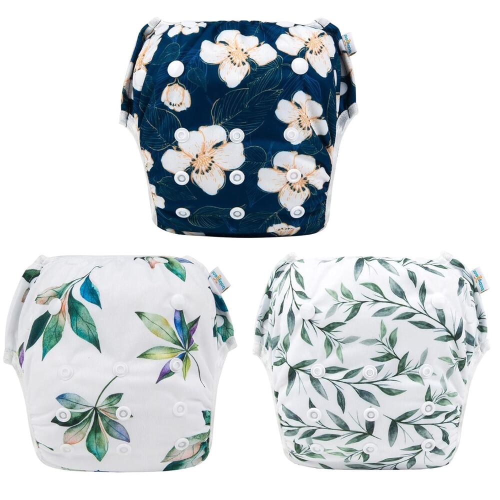 3 Pack Babygoal Baby & Toddler Unisex Swim Diapers, Reusable Adjustable Washable